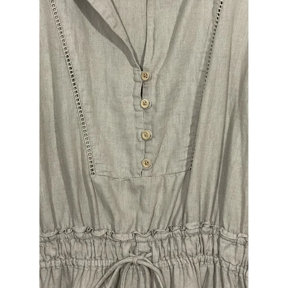 Zara Size Medium Beige Linen Romper Safari Beach Resort Playsuit Coastal‎